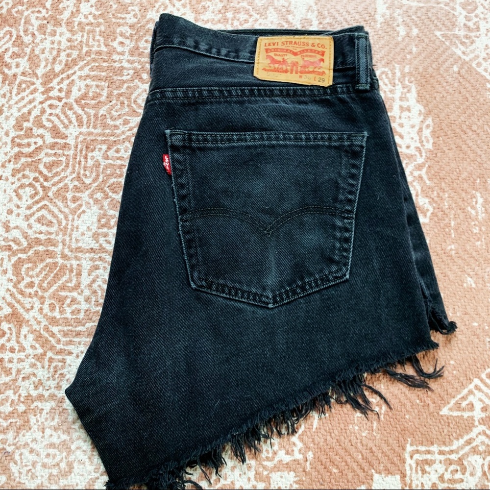 Vintage Levi Black Frayed Cut Off Shorts